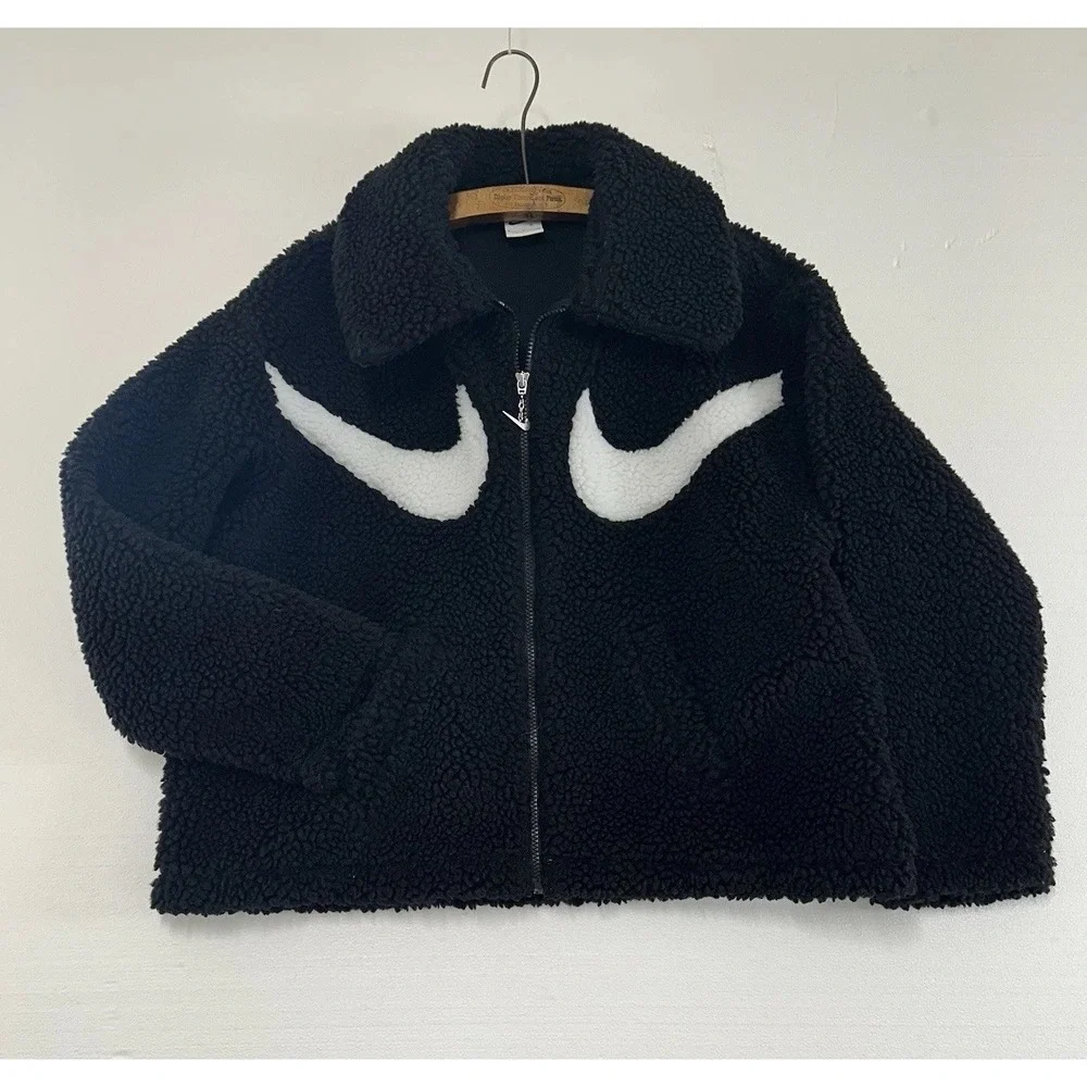 Nike Sportswear Swoosh‎ Sherpa Fleece Full Zip Oversized Crop Jacket Women's Sm